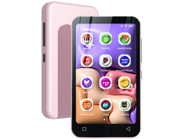 80GB Kids MP3 Player with Bluetooth, Parental Controls, Pre-Installed Spotify, Audible, 4' MP4 Player (Pink)