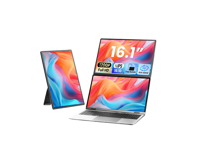 Laptop Screen Extender, 16.1' FHD 1200P Portable Monitor for Laptop with Magnetic Detachable Stand, 360° Rotatable Borderless Screen, Plug & Play,...