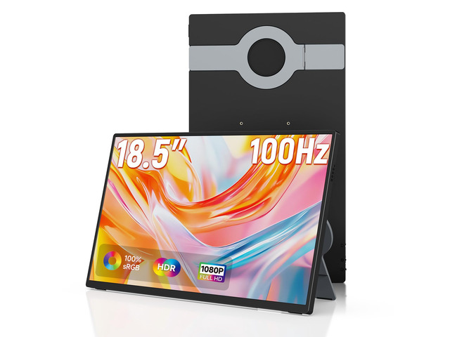 Portable Monitor 18.5 Inch 100Hz 100% sRGB,1080P FHD IPS Large Portable Monitor with Kickstand,for Laptop HDMI HDR USB C Mac PC Xbox PS4/5 Switch