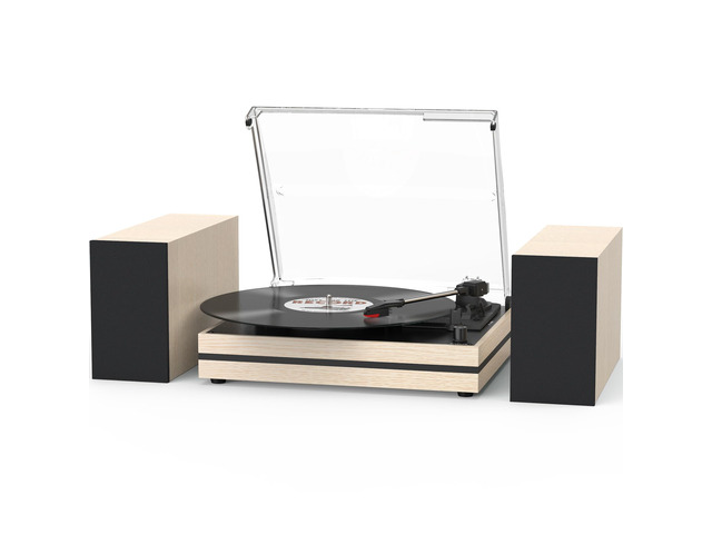 Record Player for Vinyls with Two External Speakers Belt-Drive Turntables Vinyls Records Dual Stereo Speakers LP Players 3 Speed 3 Size Wireless...