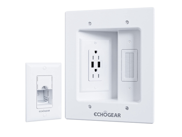 TV Cord Hider for Wall Mounted TV with 2X AC Outlets & 2X USB-A Ports - Hide Power Cables & Low Voltage Wires Behind The Wall - Includes Template,...