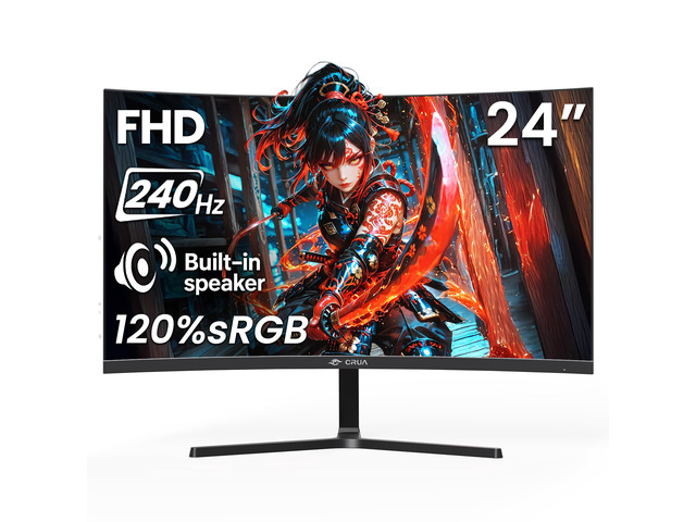 24 240Hz Gaming Monitor, Curved FHD 1920 x 1080P, Built-in Speakers, Support 120% sRGB, AMD FreeSync, Low Motion Blur, Wall Mount Installs...