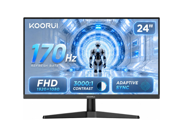 24 Inch Gaming Monitor, 170Hz FHD 1080P VA Display with 3000:1 Contrast, Eye Care, HDMI & VGA, VESA 100x100mm Mountable for Dorm Room, Dual-Screen...