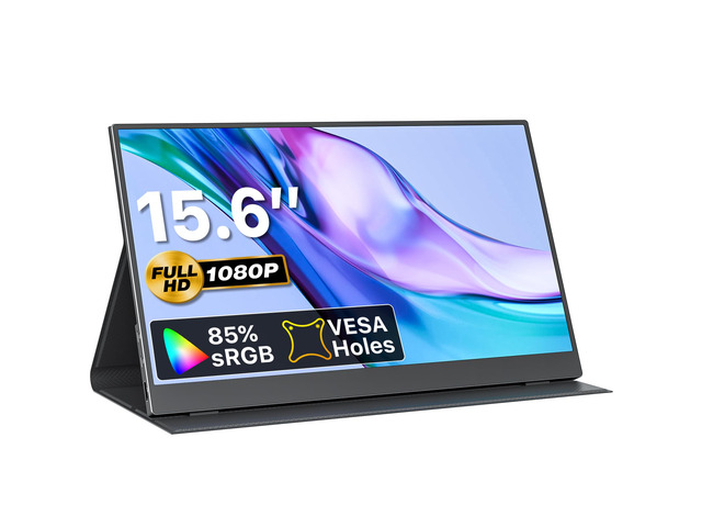 Portable Monitor 15.6 Inch 1080P FHD 85% sRGB Second Screen, USB-C HDMI HDR FreeSync Travel Monitor for Laptop MacBook PC PS5 Xbox, VESA Mountable,...