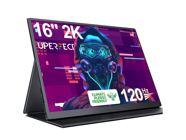 2K 120Hz Portable Gaming Monitor, 16' 2560x1600 QHD 16:10 400 Nits Portable Monitor for Laptop w/VESA & Cover HDR Eye Care External Second Screen...
