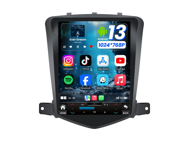 Upgrade Car Stereo for Chevrolet Chevy Cruze 2009-2015: Wireless Carplay Andriod Auto HD IPS Touchscreen Head Unit Radio Backup Camera GPS SWC 5G...