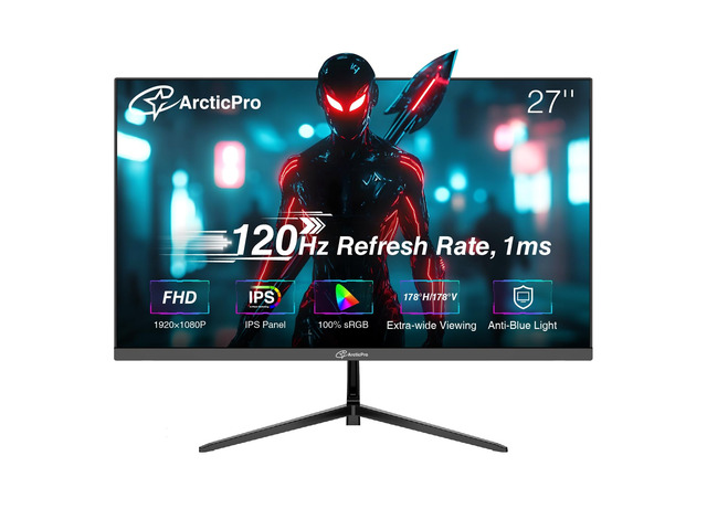 27 inch Monitor 120Hz, FHD 1080p, Computer Monitor, IPS, 99% sRGB, Adaptive Sync, 1ms Response Time, 3-Sided Frameless, Ultra Slim, VESA Mountable,...