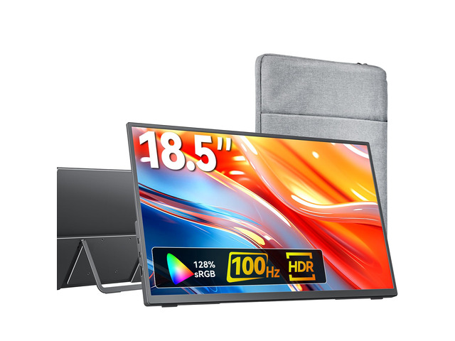 Portable Monitor for Laptop MacBook Surface PC Xbox PS5, Travel Monitor Second Screen for Laptop, HDMI USB-C VESA Compatible Built-in Speaker, 18.5