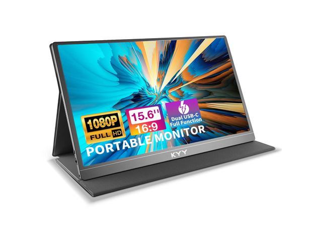 Portable Monitor 15.6inch FHD 1080P USB-C Laptop HDMI Gaming Monitor w/Premium Smart Cover & Dual Speakers, External HDR Computer Display for PC...