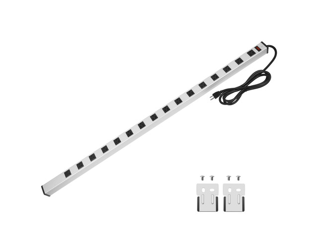 Long Heavy Duty Metal Power Strip, 16 Outlet Large Industrial Multi Wide Strip for Garage Workshop, Extension Cord with Multiple Outlets, 15A,...