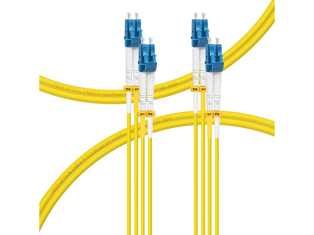 50M-2Pack LC to LC Single Mode Fiber Patch Cable OS2, SM Fiber Optic Cable, SMF Singlemode Fiber Jumper Cord, Duplex, 9/125um, Yellow, LSZH,...