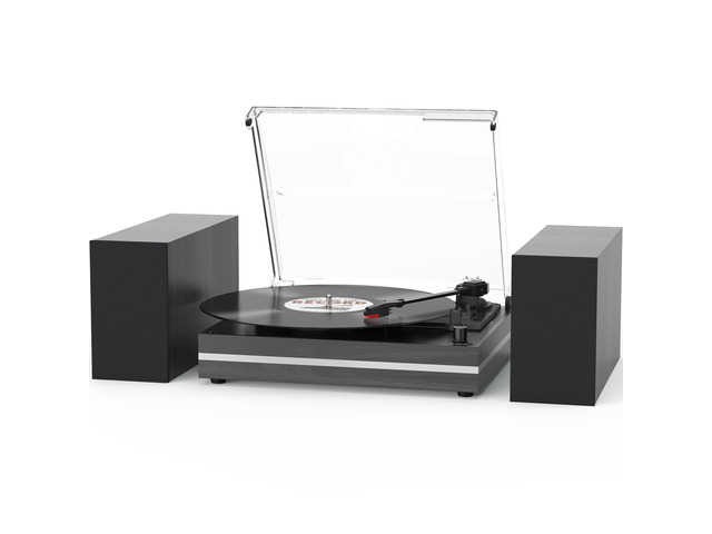 Vinyl Record Player with External Speakers Belt-Drive Turntable for Vinyl Records Dual Stereo Speakers Vintage LP Players Support 3 Speed Wireless...