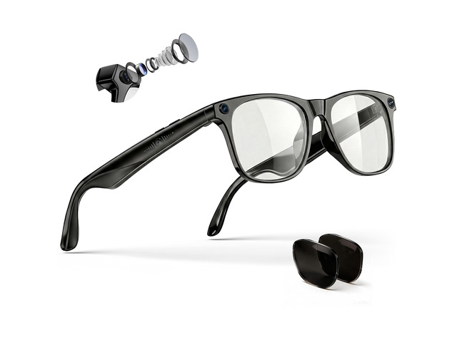 4K Camera Smart Glasses with ChatGPT AI, Blue Light Blocking Lenses + Extra Sunglasses, Live Translation & Bluetooth Audio, Hands-Free POV Video...
