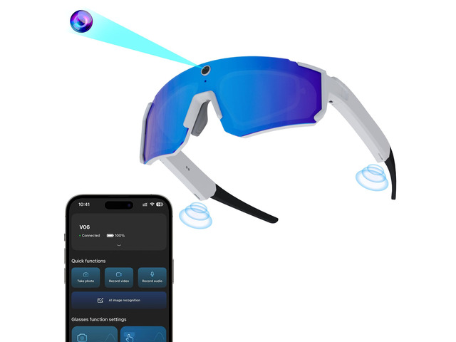 AI Pro Camera Glasses 32MP - Recording Glasses with 6-Axis EIS Stabilization, ChatGPT Voice Assistant, IP56 Waterproof, Dual-Mic ENC Noise...