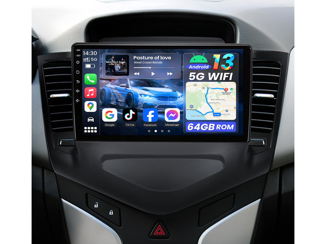 4Core 64GROM Car Radio for Chevrolet Chevy Cruze 2009-2015: 9' 1280 * 800 HD Touch Screen Stereo Wireless CarPlay Android Auto Bluetooth 5.0 WiFi...