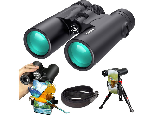 10x42 Roof Prism Binoculars for Adults, HD Professional Binoculars for Bird Watching Travel Stargazing Hunting Concerts Sports-BAK4 Prism FMC...