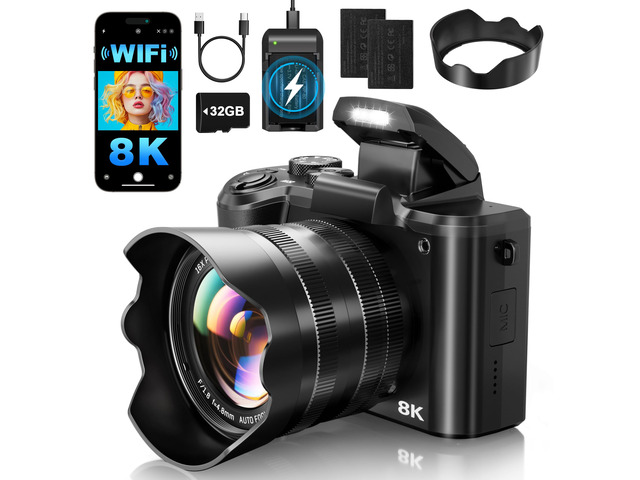 8K Digital Cameras for Photography Autofocus 88MP WiFi Professional 16X Digital Zoom Photography Camera with Dual-Lens for YouTube with Lens Hood,...