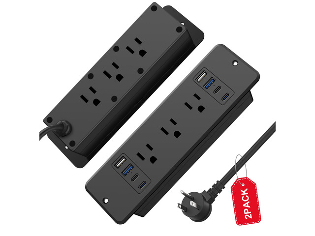 2Pack 14 in 1 Fast Charging Recessed Power Strip, 20W Furniture Power Outlet, Flush Mount Surge Protection with 6 AC Plugs, 4 USB-A and 4 USB-C,...