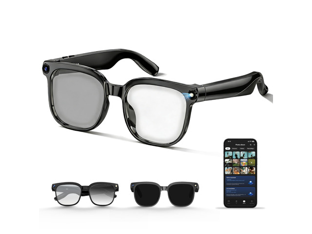 AI Smart Glasses with Camera, 1080P Video Recording & 8MP Photos, Open-Ear Audio, Real-Time Translation, Voice Assistant, Bluetooth 5.4 for Travel,...