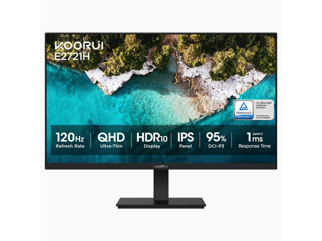 27 Inch QHD (2560x1440) IPS HDR Ultra-Thin Computer Gaming Monitor, 120Hz Refresh Rate, DCI-P3 95%, FreeSync & G-Sync, 1ms MPRT, VESA 100x100mm,...