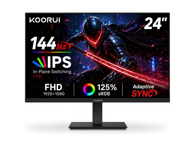 24 Inch Gaming Monitor 144Hz Full HD 1920 x 1080p IPS Ultra-Slim Display with HDMI VGA, Adaptive Sync, 99% SRGB, VESA 100x100mm, Eye Care, Tilt,...