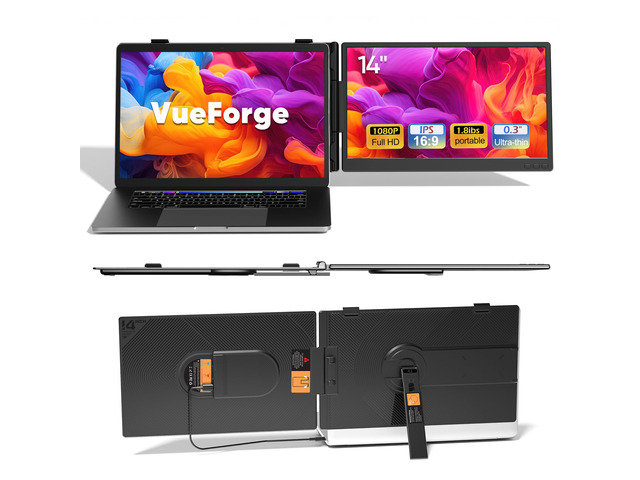 Laptop Screen Extender, 14' FHD 1080P Dual Screen Monitor for Laptop Ultra-Light Portable Monitor with USB-C/HDMI, Plug & Play for...