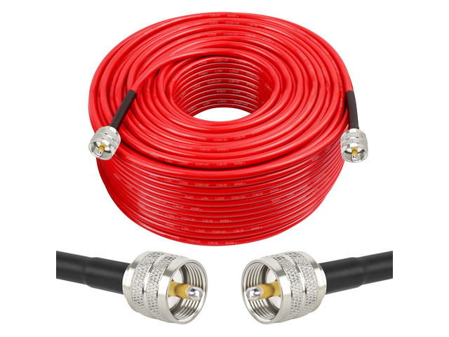 RG8X Coaxial Cable 200ft,CB Coax Cable,UHF PL259 Male to Male Low Loss CB Antenna Cable 50 Ohm for HAM Radio,Antenna Analyzer,Dummy Load,SWR Meter,Red