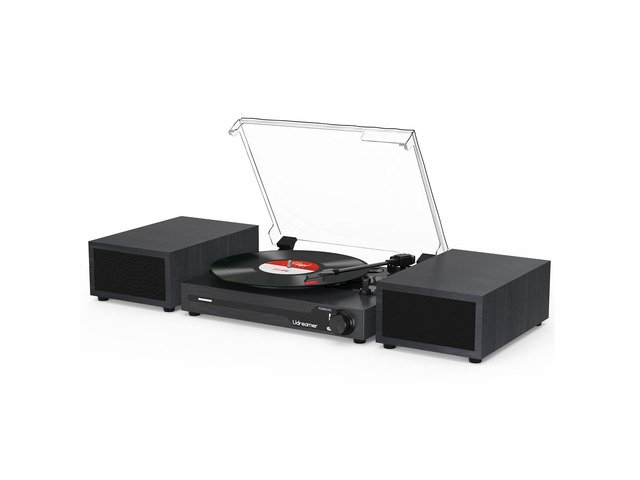 Vinyl Record Player with Speakers,Bluetooth Portable Turntable for Vinyl Records,Phonograph LP Player with 3 Speed USB RCA in Vintage Black