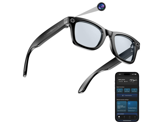 AI Smart Camera Glasses for Men Women, 4K Photography,1080P HD Video Recording,Real-Time Translation, Open-Ear Audio,Voice Assistant, Lightweight...