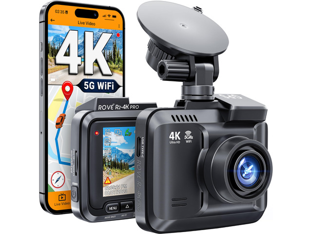 R2-4K PRO Dash Cam, Built-in GPS, 5G WiFi Dash Camera for Cars, 2160P UHD 30fps Dashcam with APP, 2.4' IPS Screen, Night Vision, WDR, 150Â° Wide...