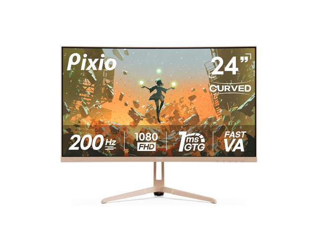 PXC248 Wave Beige 24 inch 200Hz Refresh Rate FHD 1080p Resolution 1500R Curve Fast VA Panel 1ms GTG Response Time Adaptive Sync HDR Curved Gaming...