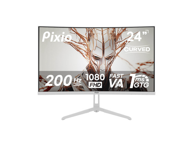 PXC248 Wave White 24 inch 200Hz Refresh Rate FHD 1080p Resolution 1500R Curve Fast VA Panel 1ms GTG Response Time Adaptive Sync HDR Curved Gaming...