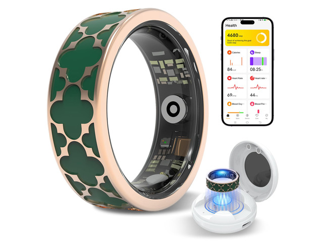 Smart Health Ring for Women & Men,Fitness Tracker Ring,with Heart Rate,Sleep,Blood Oxygen, BloodPressure,HRV & Cycles,IP68 Waterproof,iOS/Android,...