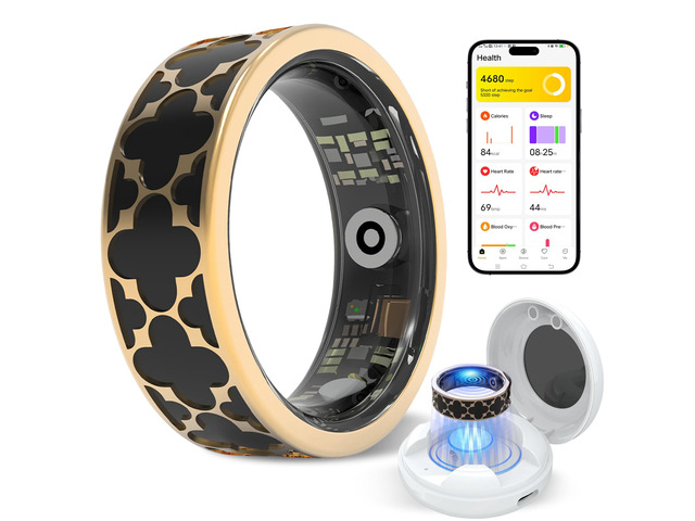 Smart Health Ring for Women & Men,Fitness Tracker Ring,with Heart Rate,Sleep,Blood Oxygen, BloodPressure,HRV & Cycles,IP68 Waterproof,iOS/Android,...