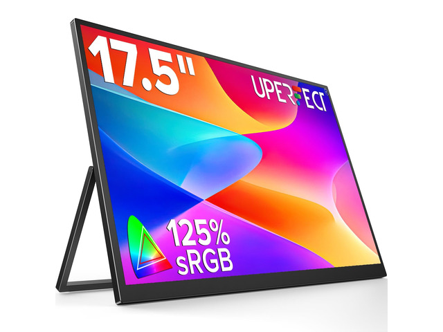 17.5' Portable Monitor, 125% sRGB, 400 Nits IPS Display 1920×1200 FHD, 16:10, USB-C & HDMI, Adjustable Stand, Eye Care Screen Extender for Laptop,...