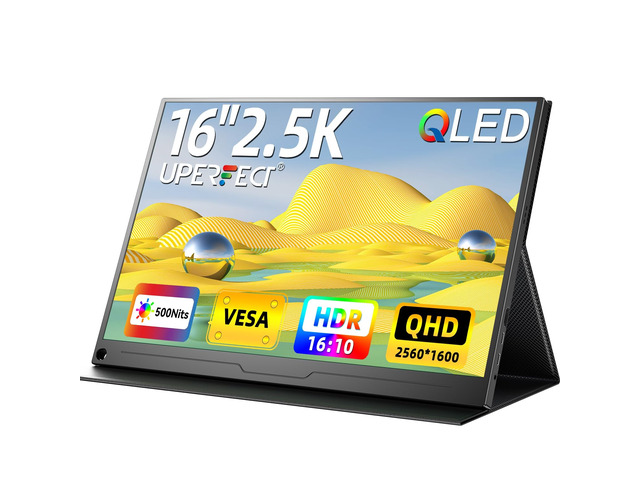 16' 2.5K Portable Monitor QLED, 120% sRGB HDR Display 2560×1600 QHD, VESA Support, Smart Case Included, Matte Eye Care Screen, Portable Gaming...