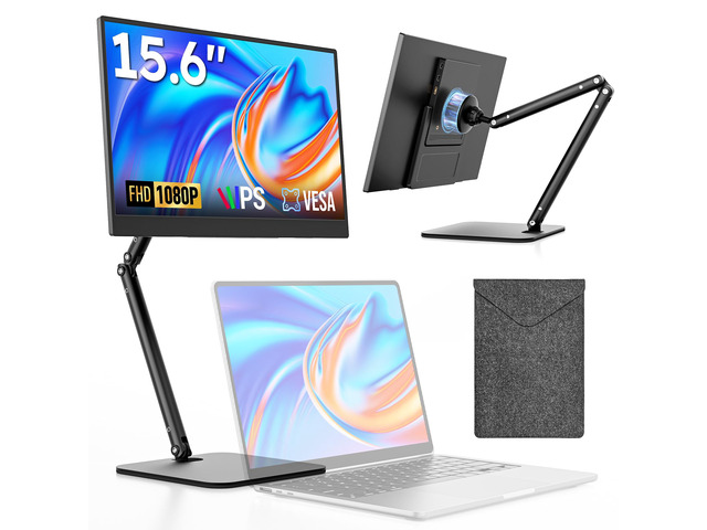 Portable Monitor, 15.6' FHD 1080P IPS Travel Monitor for Laptop, Foldable Magnetic Stand & Carry Case Included, USB-C Screen Extender for Laptop...
