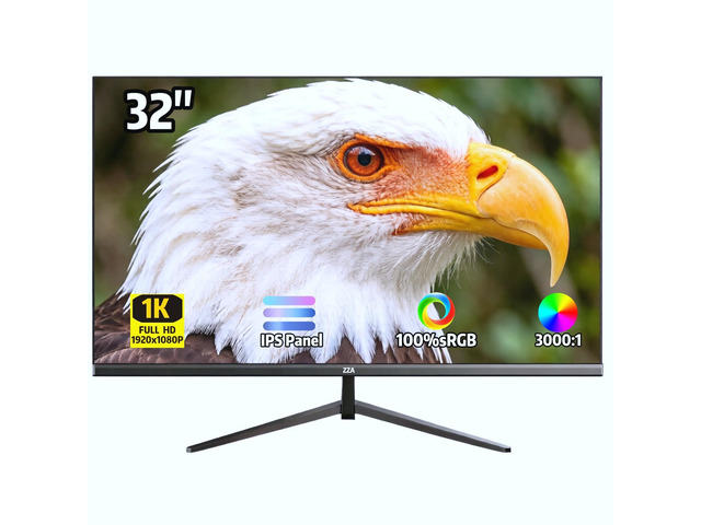 32 Inch 1K FHD Monitor (1920x1080), IPS,60Hz Refresh Rate,AMD FreeSync, 178Â° Viewing Angle,VESA 100x100mm Mount Compatible, Tilt Adjustable - Black