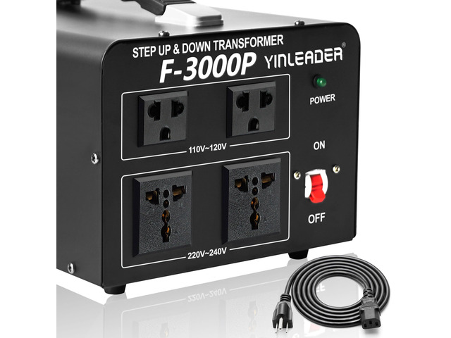 3000 Watt Voltage Converter Transformer Step Up 110V to 220V or Step Down 220V to 110V Power Converter Adapter for use in The United States for...