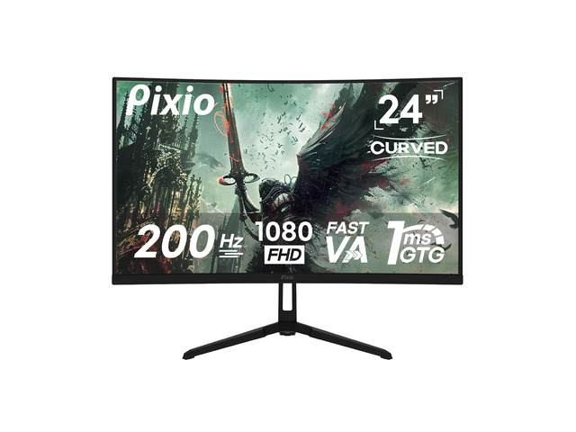 PXC248 Wave 24 inch 200Hz Refresh Rate FHD 1080p Resolution 1500R Curve Fast VA Panel 1ms GTG Response Time Adaptive Sync HDR Curved Gaming Monitor