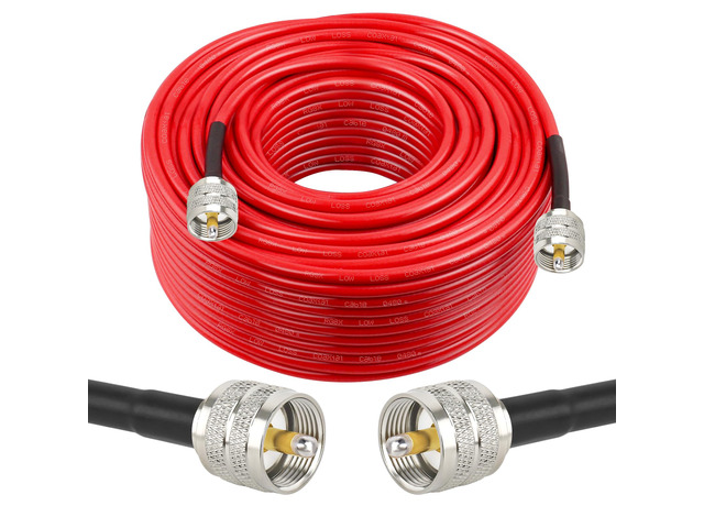 RG8X Coaxial Cable 150ft,CB Coax Cable,UHF PL259 Male to Male Low Loss CB Antenna Cable 50 Ohm for HAM Radio,Antenna Analyzer,Dummy Load,SWR Meter,Red