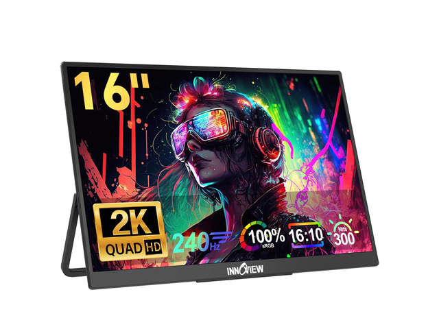 16' 240Hz Portable Monitor 2K 2560x1600 100% sRGB Portable Gaming Monitor Laptop Monitors Built-in Speakers 180° Adjustable Type-C HDMI Laptop...