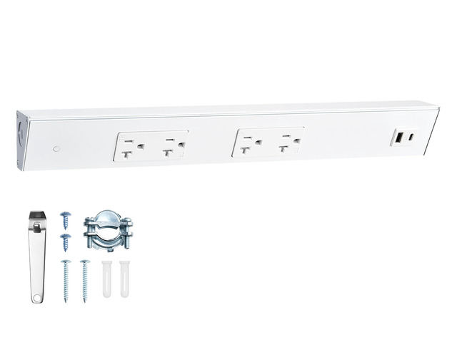 16 in Under Cabinet Power Strip Hardwired, Angled Trapezoid Design, 2×20A TR Outlets with USB-A & USB-C, Modular Extension System (No Cutting),...