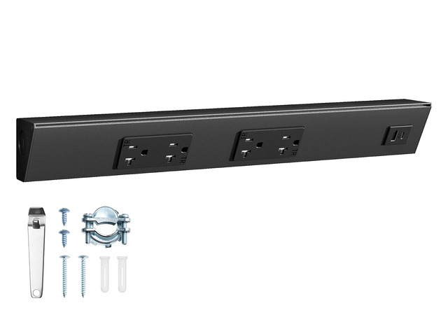 16 in Under Cabinet Power Strip Hardwired, Angled Trapezoid Design, 2×20A TR Outlets with USB-A & USB-C, Modular Extension System (No Cutting),...