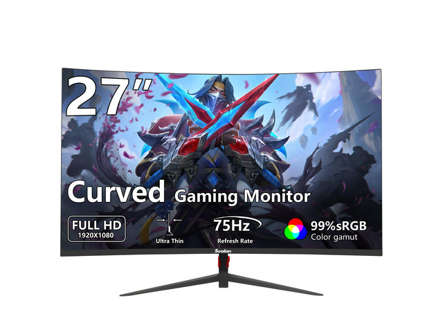 27 inch Curved Gaming Monitor, FHD 1920x1080, 75Hz/100Hz Refresh Rate, 1800R Curvature, HDR,99% sRGB,1800R,HDMI,Ultra-Thin Bezel, VESA Mountable,...