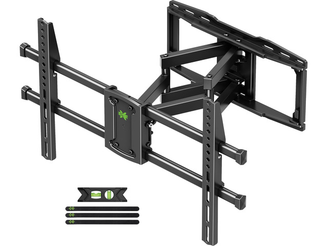 Full Motion TV Wall Mount for 42-97 Inch TVs up to 150lbs, Swivel and Tilt Wall Mount TV Barcket with Extension, Max VESA 600x400mm & 16' Wood...