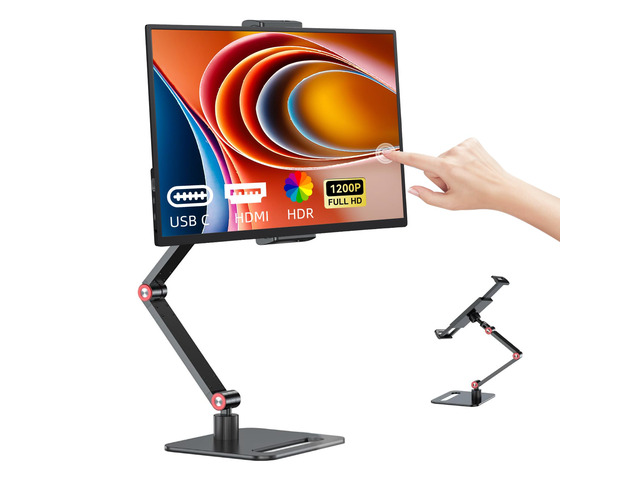 14 Inch Touchscreen Portable Monitor with Stand, 1920x1200 IPS HDR Ultra Slim USB-C HDMI External Display for Laptop Phone Switch