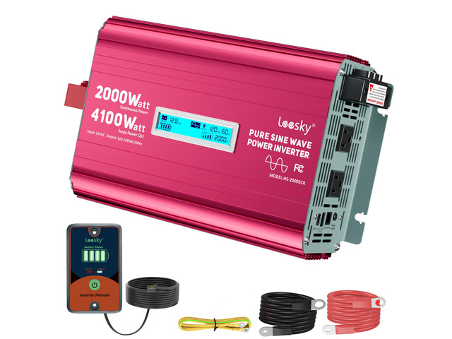 2000 Watt Pure Sine Wave Inverter 12V to 120V for RV Solar Off-Grid 4100W Surge for 2s, Lithium LiFePO4 Compatible, Remote Control, PD36W USB-C,...