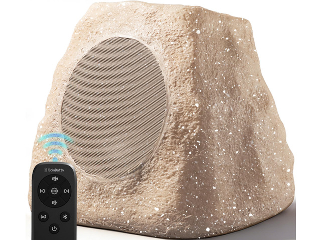 Upgraded Outdoor Rock Speaker 30W Deep Bass Multi-Sync up to 100Pcs, Remote Control, IPX7 Waterproof Solar-Powered with LED Lights Perfect for...