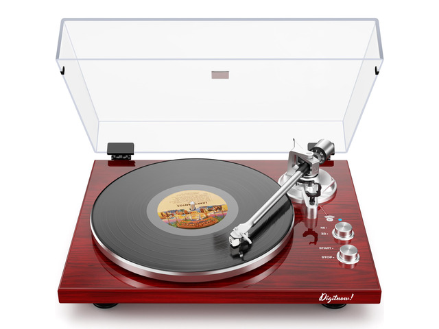 Belt Drive Turntable for Vinyl Record Player, Bluetooth Output, Built-in Phono Preamp, USB Digital Output, Magnetic Cartridge, 33/45 RPM,...